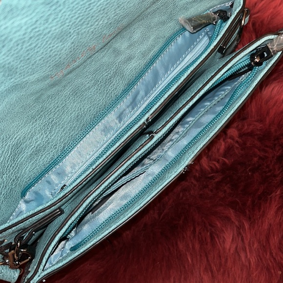 New Sydney Love aqua turquoise vegan leather handbag purse clutch - Picture 5 of 10